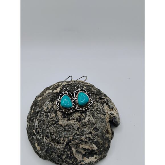 Robert Begay Turquoise and Sterling Silver Earrings - Picture 1 of 5